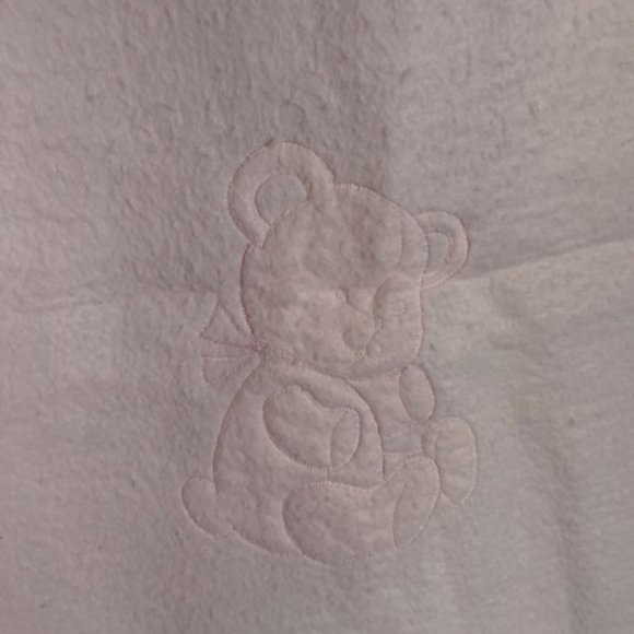 VTG Quiltex Pink Teddy Bear Baby Crib Blanket Nylon Binding Fleece USA 36x51 - Picture 3 of 11